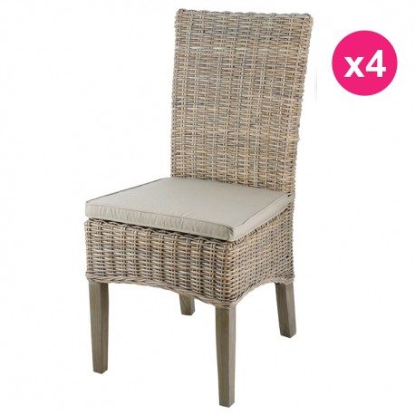 Set of 4 chairs in a half feet teak Kubu tinted gray KosyForm