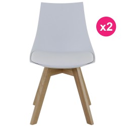 Set of 2 chairs white and oak KosyForm base