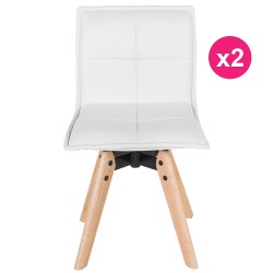 Conjunto de 2 cadeiras de couro branco KosyForm