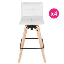 Conjunto de 4 sillas de KosyForm barra de cuero blanco