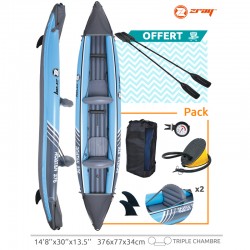 Canoé Gonflable Zray KAYAK ROATAN avec 2 Pagaies