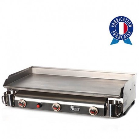 Plancha Gaz Tonio Trio 3 Feux Tout Inox Caisson et Plaque Inox