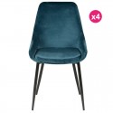 Conjunto de 4 refeição de cadeiras azuis com veludo de metais KosyForm Kari preto