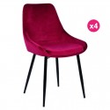 Set di 4 pasto sedie rosse con velluto di metallo Base KosyForm Kari nero