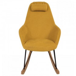 Cadeira de balanço Hygge em tecido amarelo e madeira Eva KosyForm