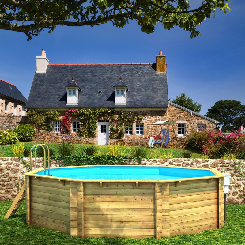 Bâche de sécurité à barres pour piscine en bois WEVA Octo 440 - Happy bois  - Le spécialiste des piscines hors sol en bois