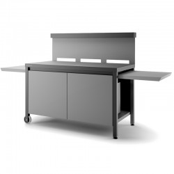 Rolling table credence steel black and light grey for Planchas forge Adour