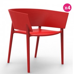 Conjunto de 4 cadeiras Vondom design África vermelho