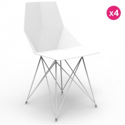 Conjunto de 4 cadeiras FAZ Vondom pés de aço inoxidável branco sem braços