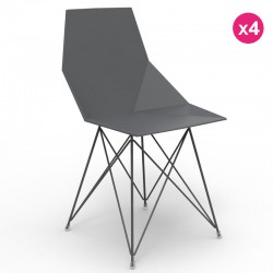 Conjunto de 4 cadeiras FAZ Vondom pernas de aço inoxidável preto sem braços