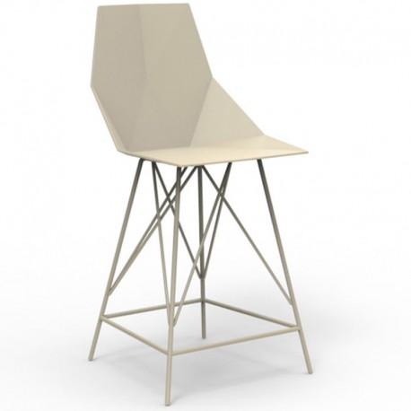 2-Pack High-Hocker FAZ Vondom ecru und Metall mit Armlehnen