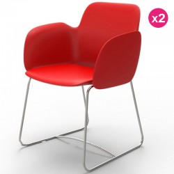 Lot de 2 Chaises Vondom Pezzettina Rouge Mat et Métal