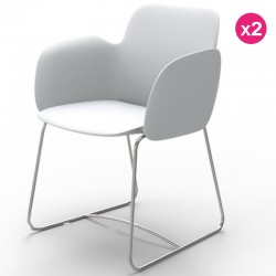 Conjunto de 2 cadeiras Vondom Pezzettina branco Matt e metal