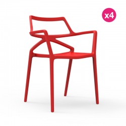 Lot de 4 chaises Voxel futuristes, Vondom rouge