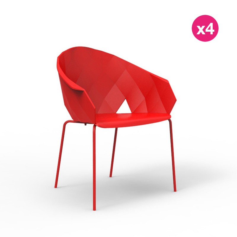 Lot de 4 chaises Voxel futuristes, Vondom rouge