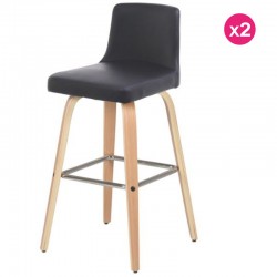 Lot de 2 chaises Plan de Travail Noir Similicuir et Contreplaqué Chêne KosyForm Lot de 2 chaises Plan de Travail Noir Similicuir et Contreplaqué Chêne KosyForm