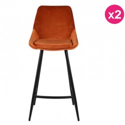 Lot of 2 Chairs Work Plan Orange Velvet and Metal Kari KosyForm