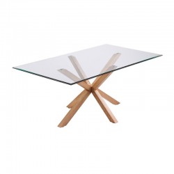 Vidrio de mesa de comedor y madera rectangular 180 Doli KosyForm