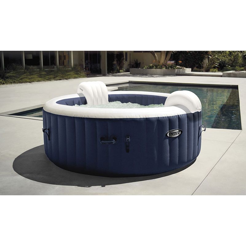 Intex - Kit spa gonflable Intex PureSpa Blue Navy rond Bulles 6 places + 6  filtres + Porte/verre - Spa gonflable - Rue du Commerce