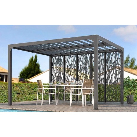 Lame orientabili bioclimatiche Pergola 11m2 e facciata Brise-Vue 3,6 m