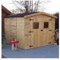 Habrita Solid Wood Garden Shelter 5,76 m2 con suelo y techo en placas corrugadas