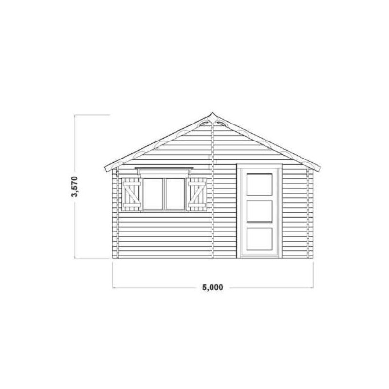 Abri de jardin en bois semi-habitable 20m² – madriers 60mm