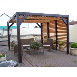 Habrita wooden Pergola with removable Ventelles on Roof and a side 348x310x232 Veneto
