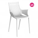 Set of 4 Vondom Ibiza armchairs with white armrests