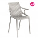 Set of 4 Vondom Ibiza chairs with Ecru armrests