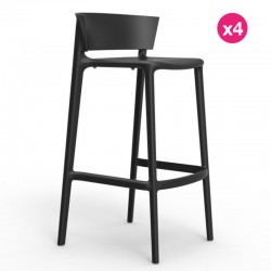 Set of 4 bar stools Vondom Africa seat height 74.5 cm black