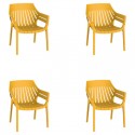 Set of 4 armchairs Vondom Spritz mustard yellow