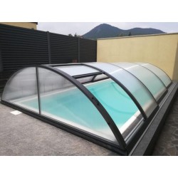 Abri de Piscine en Aluminium anthracite et Polycarbonate 332 x 642 x 111