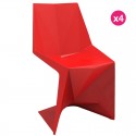 Set di 4 sedie rosse futuristiche Vondom Voxel