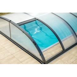 Rifugio per piscina in alluminio antracite e policarbonato 430 x 854 x 84