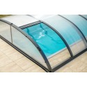 Refugio de piscina en aluminio antracita y policarbonato 430 x 854 x 84