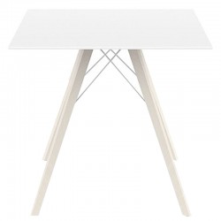 Dining table Vondom Faz Wood Tray 80 White Carre and White Oak Feet