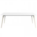 Table Vondom Faz Wood Tray 200x90 White and Black Border with Bleached Oak Feet
