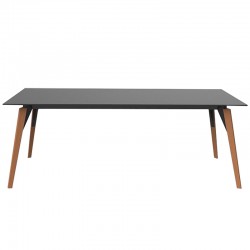 Table Vondom Faz Wood Plateau 200x90 Noir et Pieds Chêne Naturel