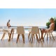 Table Ronde Vondom Faz Wood Plateau Blanc Tour Noir et Pieds Chêne Naturel Diamètre 120cm H74cm