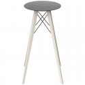 Mesa alta Vondom Faz Bandeja de madera negro redondo Hpl blanco con patas de roble blanqueado diámetro 50 x H105cm