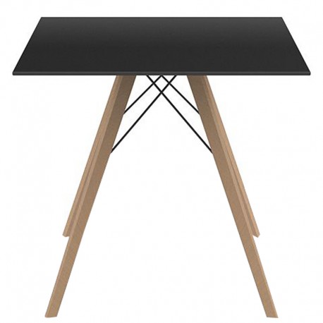 Eettafel Vondom Faz Wood Tray 80 Black Carre and Feet Natural Oak