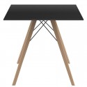 Dining Table Vondom Faz Wood Tray 80 Black Carre and Feet Natural Oak