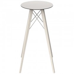 Vassoio in legno Vondom Faz tavolo alto hpl bianco e nero bordo con piedi chene sbiancato diametro 50 x H105cm