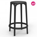 Set of 4 high stools Brooklyn Vondom seat height 66 black