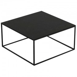 Table basse carrée Pixel Vondom Dekton Kelya noir et pieds noirs 80x80xH25