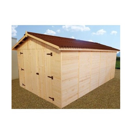 Garaje de madera maciza Habrita 21,7m2 con tablones de 42 mm