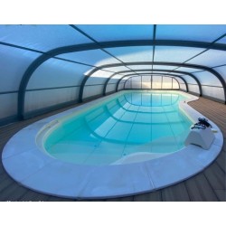 Zwembadoverdekking Cintrè Telescopic Shelter Malta klaar om te installeren voor zwembad 900x450
