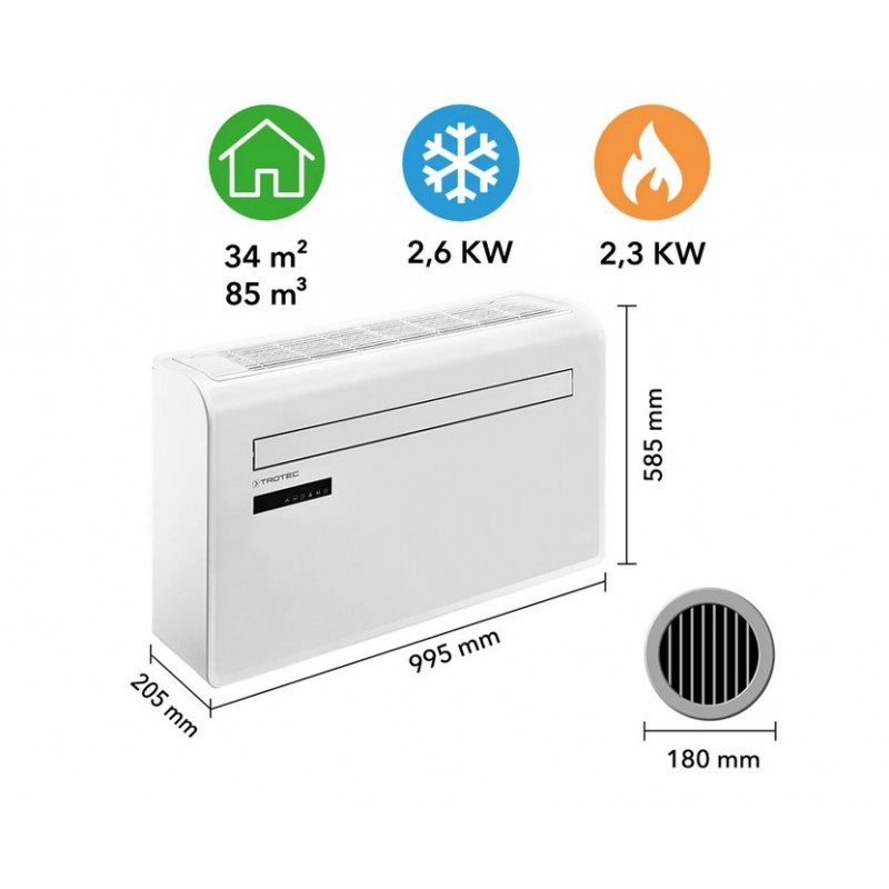 Aire acondicionado de pared monobloque e inteligente PAC-W 2650 SH - TROTEC