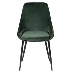 Lot de 2 Chaises Repas Velours Vert avec Piétement Métal Noir Kari KosyForm