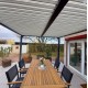 Bioklimatische Pergola Habrita 21,5 m2 Aluminium Anthrazit und Dach mit Ecru-Lamellen